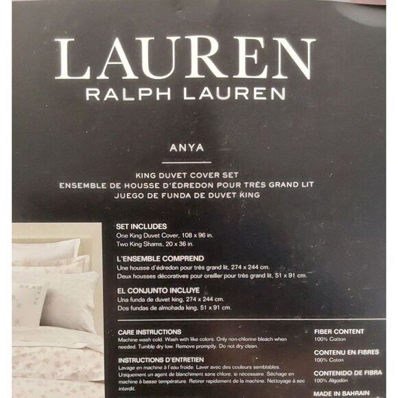 Ralph Lauren ANYA FLORAL Blush 100% Cotton King Duvet Cover Set Bedding - Picture 8 of 9